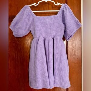 Vivie & Ash - purple puff sleeve smocked dress - size 6